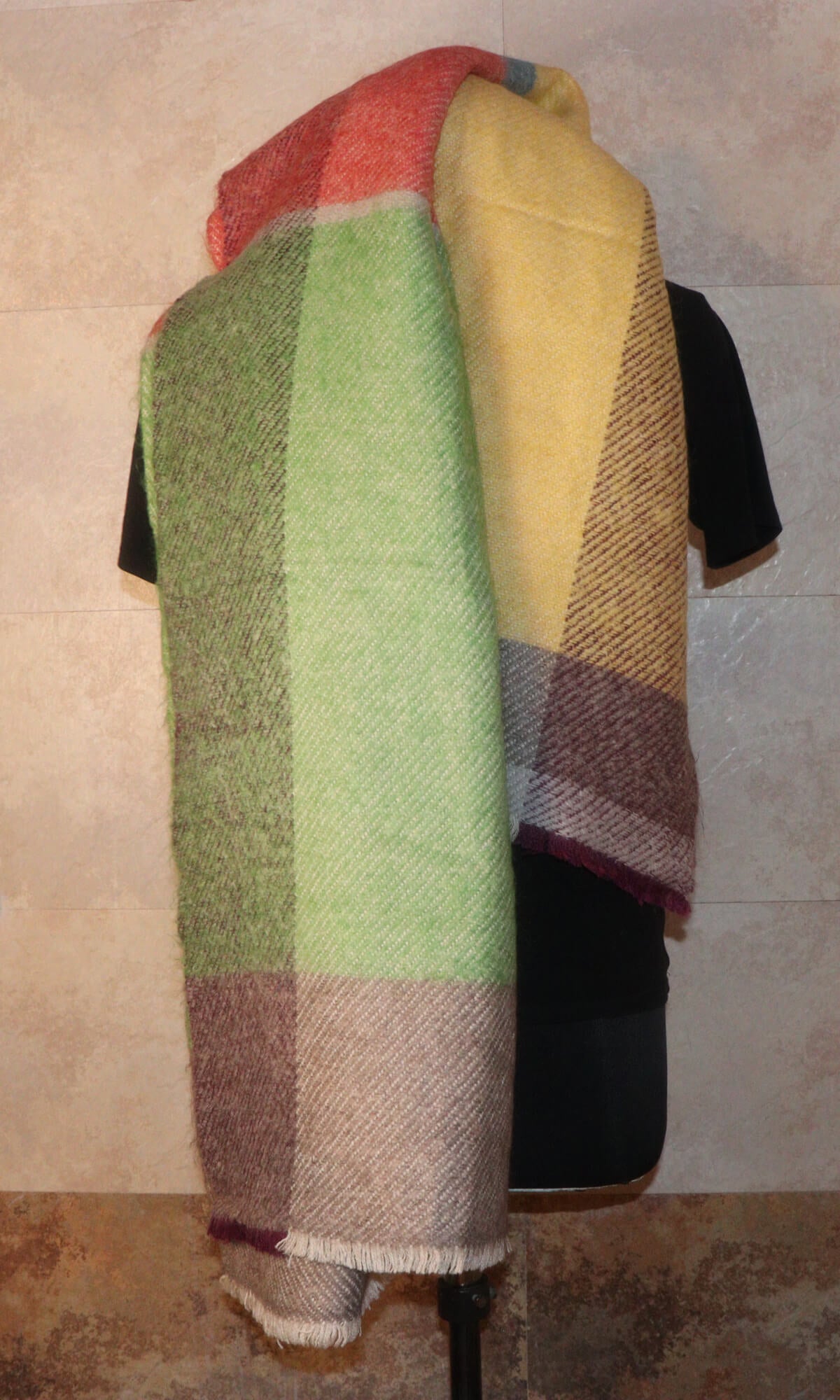 Multi-Color Cashmere Travel Stole Blanket - Handwoven in Nepal - Blanket View