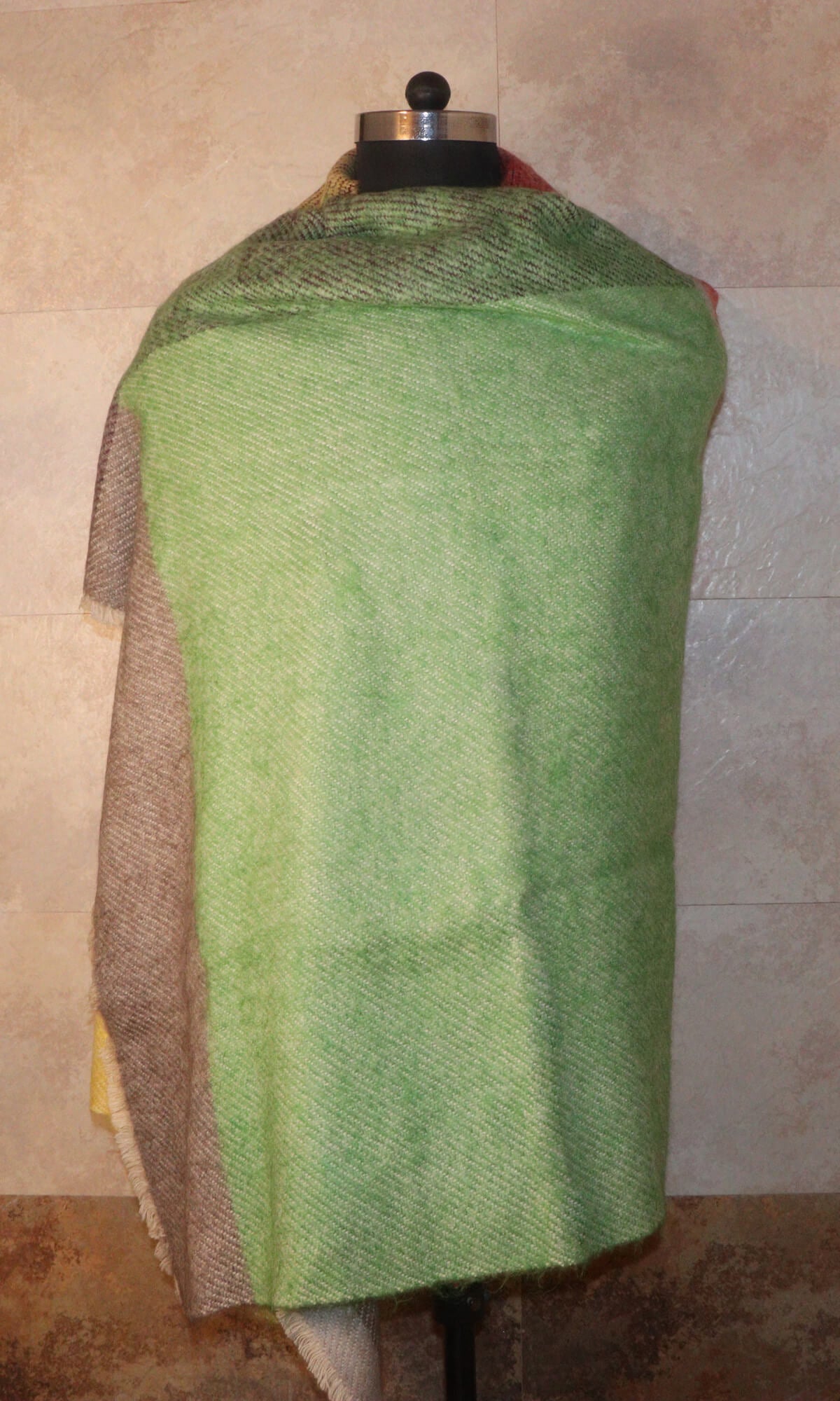 Multi-Color Cashmere Travel Stole Blanket - Handwoven in Nepal - Wrap View