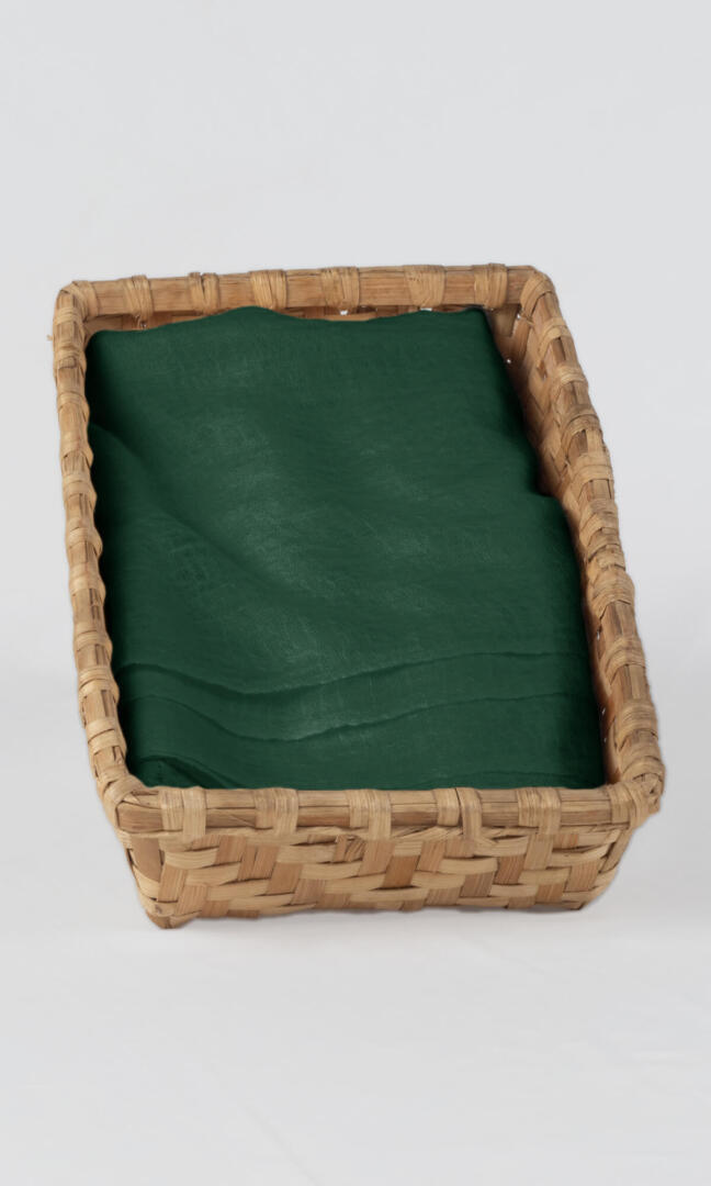 100% Pure Forest Green Cashmere Shawl Handmade folded nicely and placed in a basket as a wedding gift.