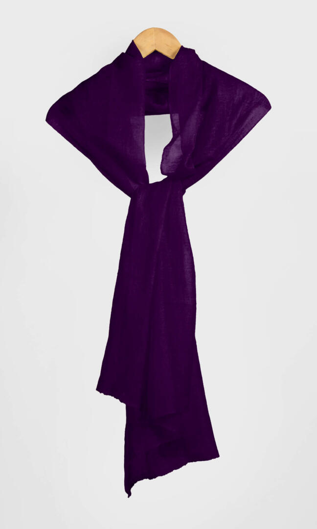 100% Pure Aubergine Cashmere Shawl Handmade, exceptionally soft, lightweight & easy to use as a shawl, wrap, or scarf every day is protective & stylish.