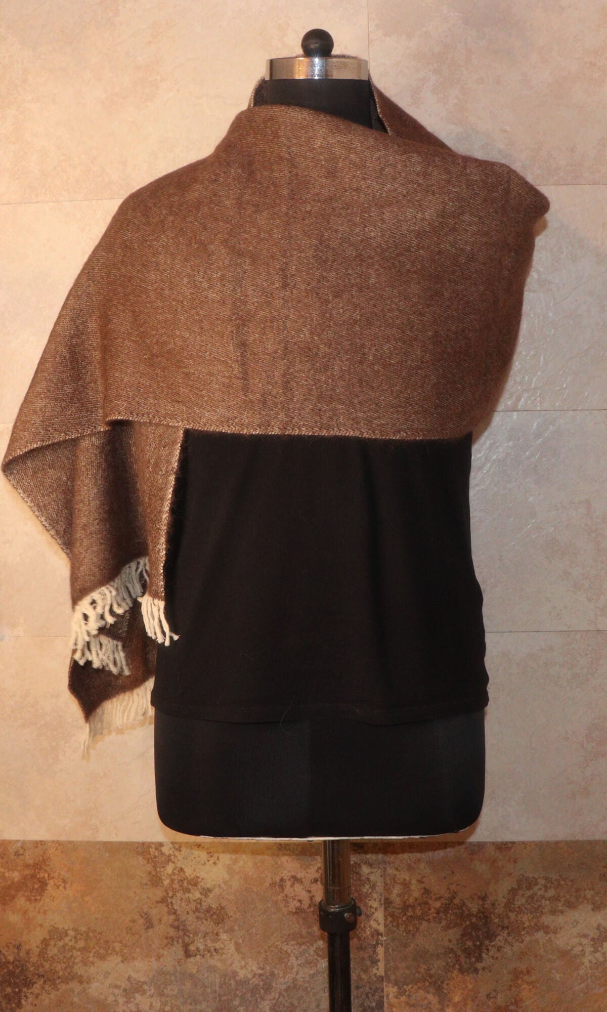 16x80 Inches Chic Neck Wrap Mocha Cashmere Muffler for Chilly Days - Body Wrap View