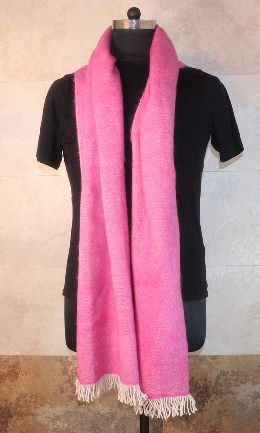 16x80 Inches Woven Cashmere Persian Pink Muffler for Cold Weather - Front Drape View