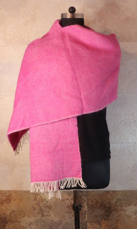 16x80 Inches Woven Cashmere Persian Pink Muffler for Cold Weather - Front Wrap View