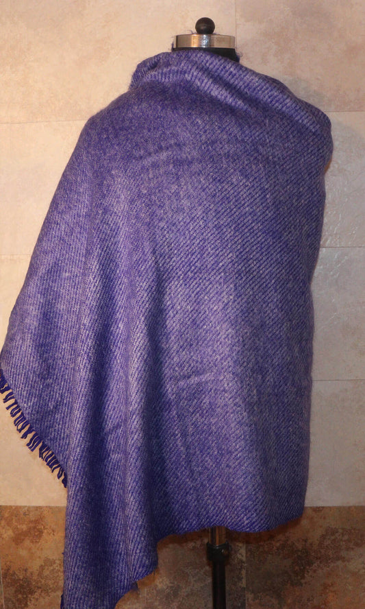 36x72 Inches Blue Twill Weave Cashmere Stole for Morning Meditation - Complete Wrap View