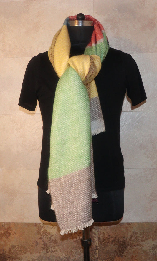  Multi-Color Cashmere Travel Stole Blanket - Handwoven in Nepal - Winter Knot View.