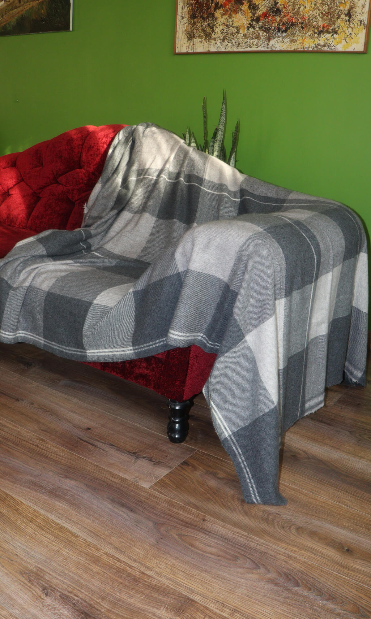 Luxurious Grey Plaid Check Cashmere Blanket Throw - 56x96 Inches, Handwoven 100% Pure Himalayan Cashmere for Unparalleled Comfort and Quality - sofa coverage