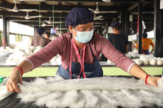 Load video: A journey into the handmade process of crafting the best felted wool cat cave homes by women artisans in Nepal. Learn about the washing and preparation of wool, the wet felting process, shaping, decorating, and finishing to create these cozy and sustainable cat beds. Discover the rich cultural heritage and traditional craftsmanship behind these adorable cat caves.