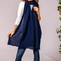 Premium Hand Knitted Navy Blue Cashmere Shawl