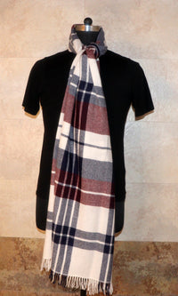 Luxurious Pure Cashmere Tartan Plaid Stole Wrap, a statement of Nepalese artistry and English heritage, handcrafted in the heart of Nepal - long scarf view