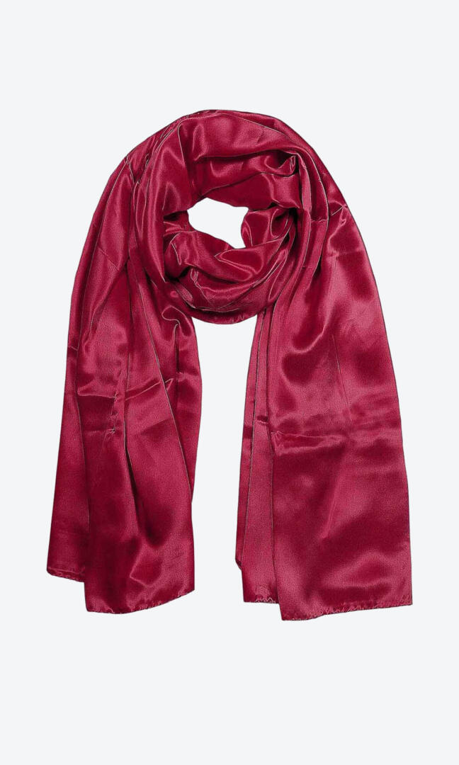 Premium rose petal silk neck scarf wrap in burgundy is 100% sustainable and vegan. It is super light and ultra soft.