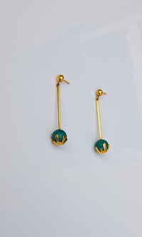 The handcrafted Turquoise Dangle Earrings. Quality, Durability, Versatile & Stylish in 100% brass with 24K double gold plated one-of-a-kind Dangle Earrings.