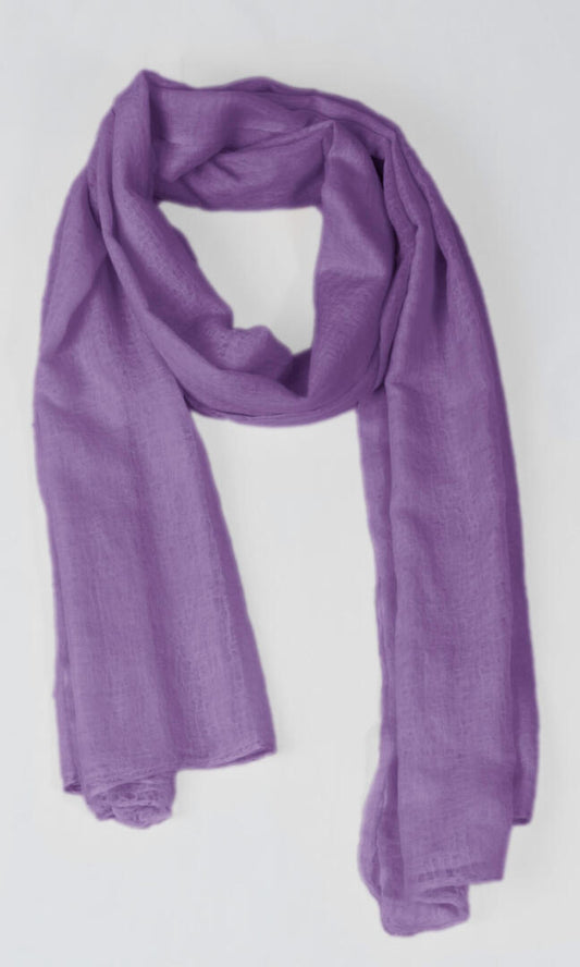 100% Pure Lavender Cashmere Shawl Handmade in a nice loop to be used as a day scarf.