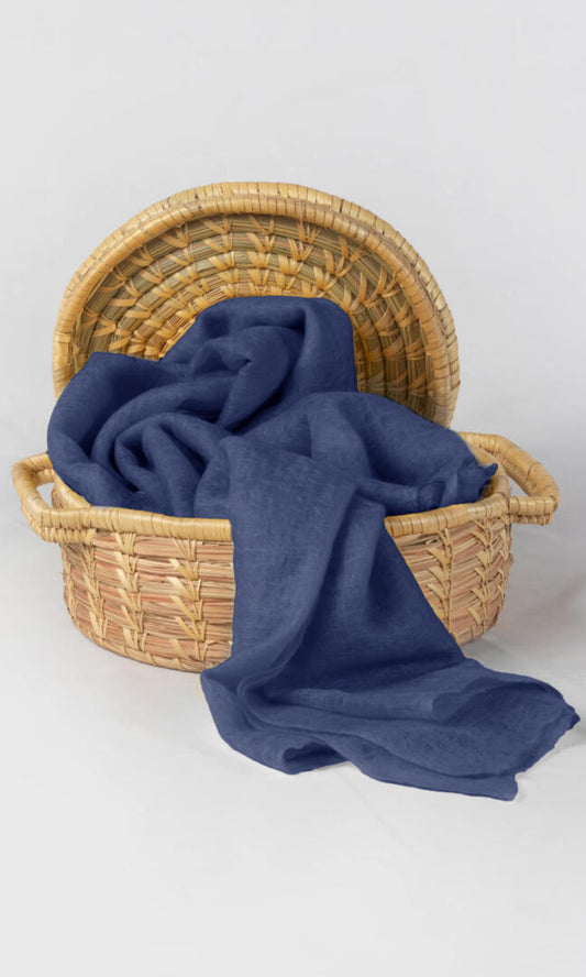100% Pure Navy Blue Cashmere Shawl Handmade in a traditional loom and hand dyed in azo free swiss dye.
