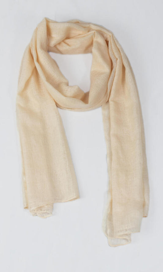 100% Pure Cashmere Shawl Handmade In Wheat Color by women artisans from Nepal is a premium quality cashmere scarf that is super soft to wear all year round.