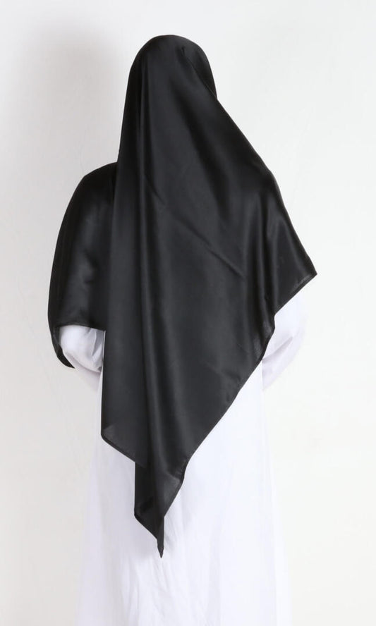 Handmade Organic Rose Petal Satin Hijab in Black