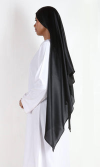 Handmade Organic Rose Petal Satin Hijab in Black