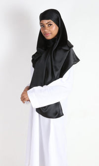 Handmade Organic Rose Petal Satin Hijab in Black